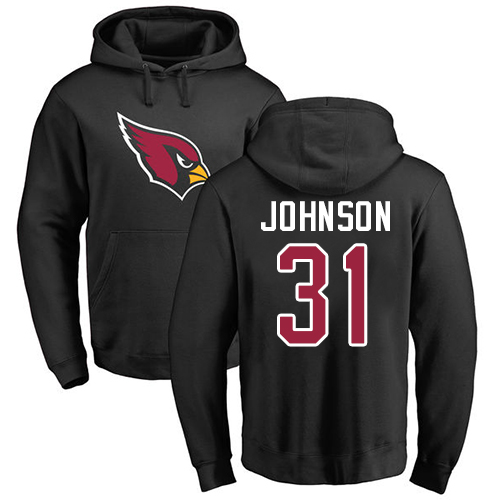 Arizona Cardinals Men Black David Johnson Name And Number Logo NFL Football 31 Pullover Hoodie Sweatshirts